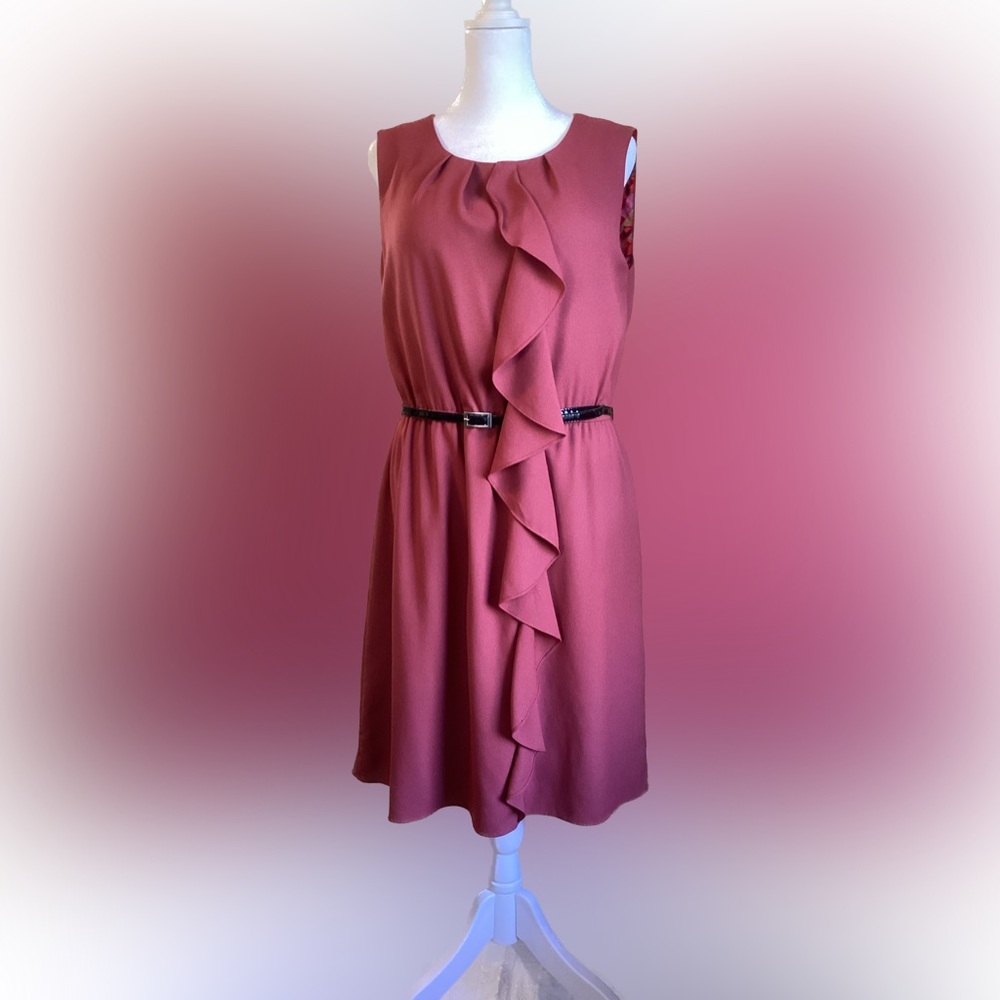 TAHARI Arthur S. Levine Ruffle Front Dress Sz 12